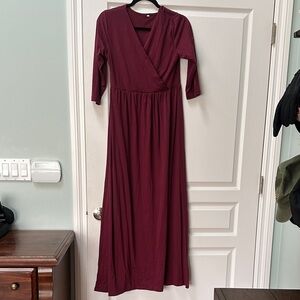 Elegant Burgundy Wrap Dress